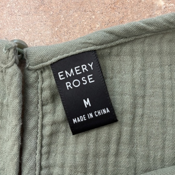 Emery Rose Sage Green 100% Cotton A-Line High-Low Seersucker Dress Size M - Picture 5 of 6